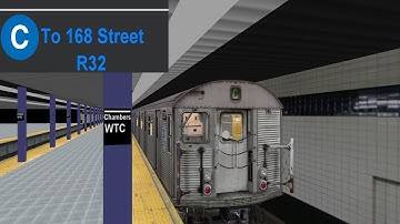 OpenBVE HD 60 FPS: R32 C train from World Trade Center to 168 Street (8 Av/CPW Local)