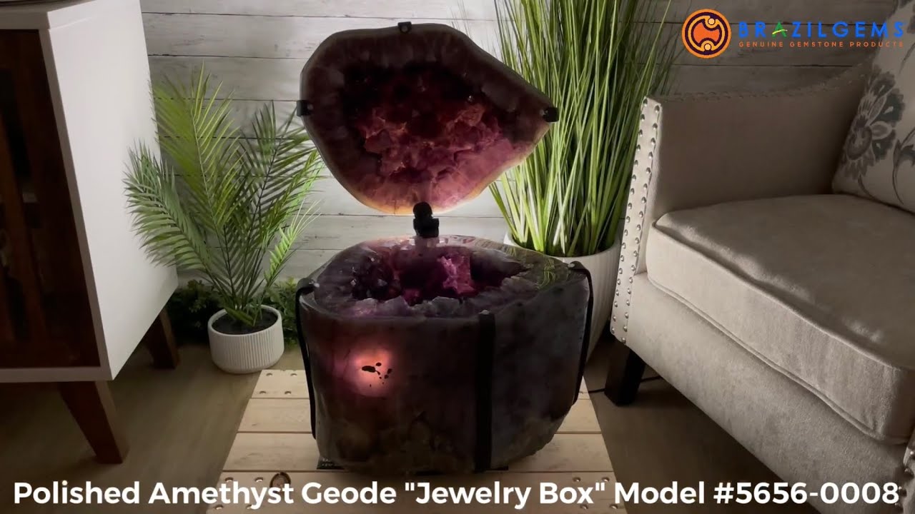 Model # 5656-0008 Polished Amethyst Geode "Jewelry Box" on a Stand by BrazilGems.com 🏷 FOR SALE 🛍