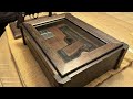 Handcrafted Ebonized Oak and Figured German Oak Pistol Display Case and Stand by Wolfkill Woodwork