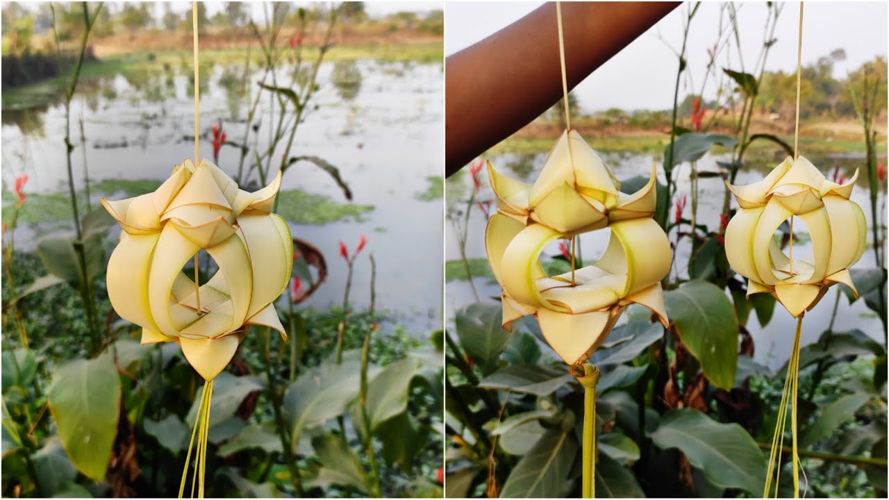 How to make a hanging flower (coconut tree leaf)