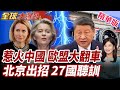 歐盟又搞小動作!開會不敢直呼中國 制裁手段卻不手軟?聯美制中算盤翻車反徹底激怒?!中方準備給27國集體上一課!【#全球大爆卦】精華版