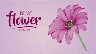 Line Art Flower - Vector Illustration Process