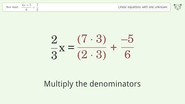 Linear equation with one unknown: Solve (4x+5)/6=7/2 step-by-step solution