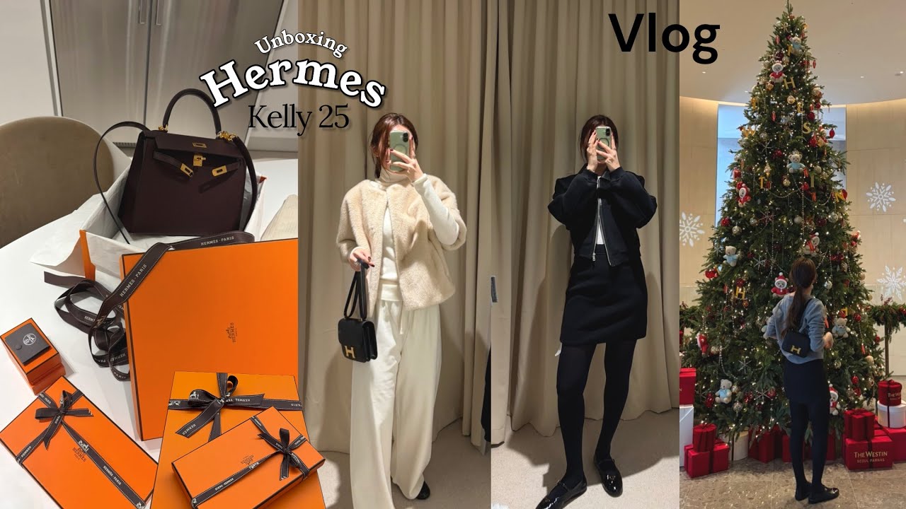 Vlog 가든파티 사러 갔다가 보태병으로 에르메스 켈리 언박싱 🛍️ 반클리프 아펠 · 신라호텔•크리스마스 데이트 · 웨스틴 파르나스 온 테이블 · 프라다 · 비니터 · 케이스티파이