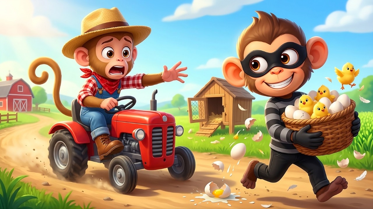 Funny Monkey | Bad Monkey Krax Stole Nino's Eggs & Baby Chicks! | Monkey Cartoon