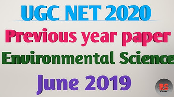 UGC Net Previous year paper || Environmental Science || June 2019|| RS Classes