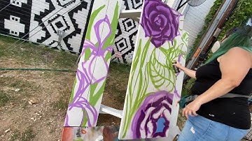 Dark Floral Picnic Table — Live Spray Paint Time Lapse from June Art Jam