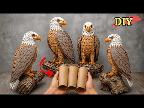 Making a Bald Eagle from Cardboard & Toilet Paper Rolls | Recycled DIY