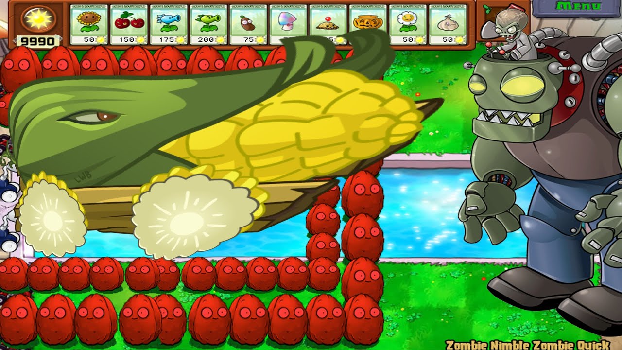 Giant Cob Cannon vs Explode-o-nut vs Dr.Zomboss - Plants vs Zombies