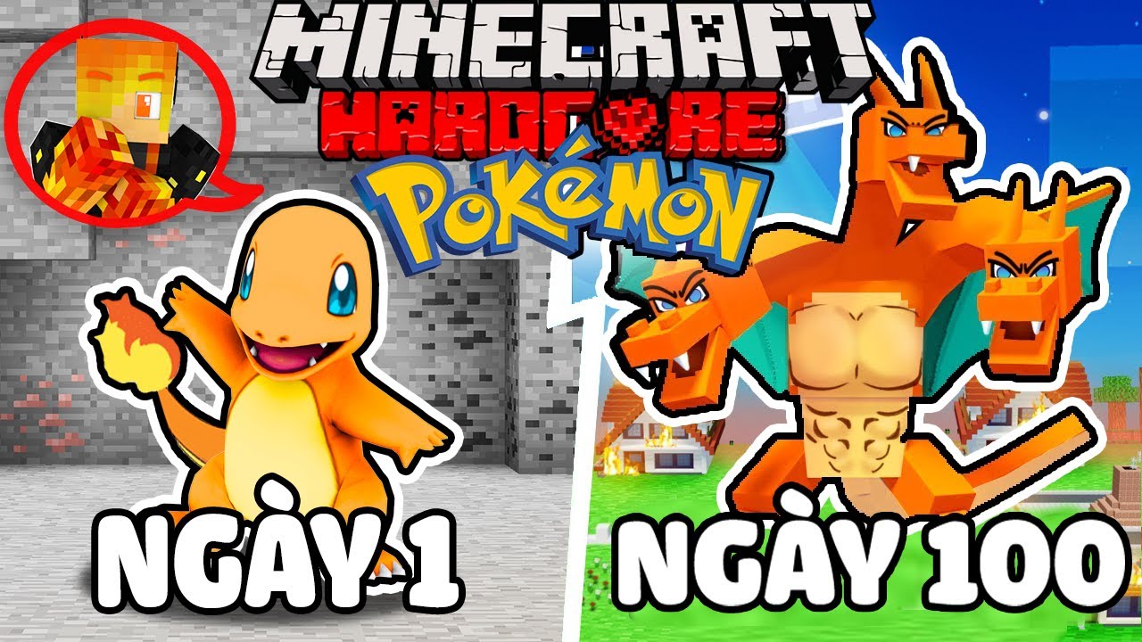 JACKVN TÓM TẮT 100 NGÀY MINECRAFT SINH TỒN LÀM POKEMON RỒNG LỬA SIÊU KHÓ!!