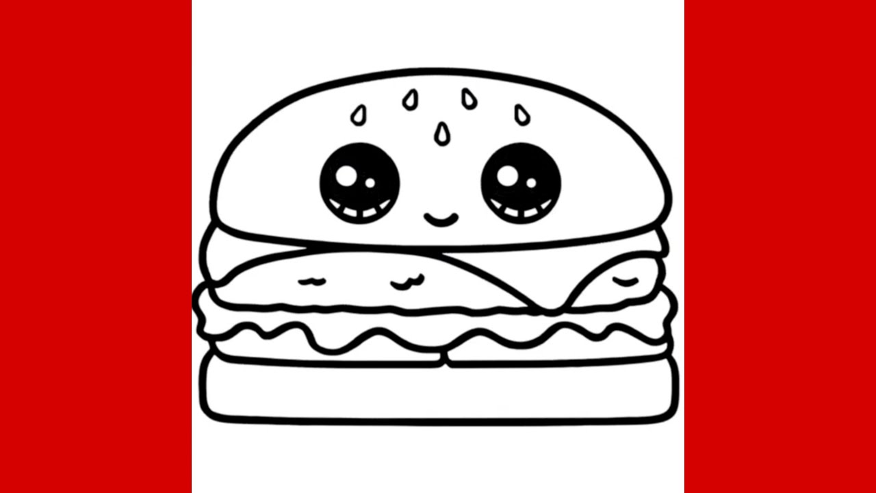 Como Desenhar Um HAMBÚRGUER KAWAII SIMPLES é Fácil Passo a Passo - YouTube