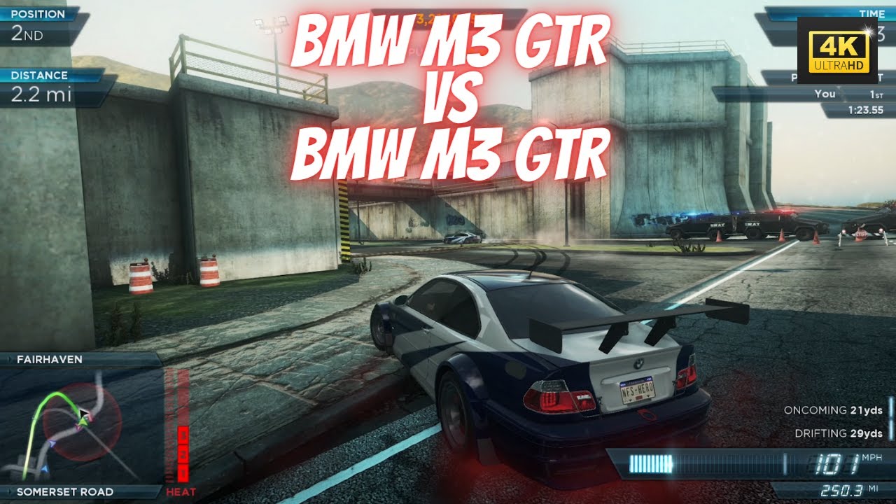BMW M3 GTR VS BMW M3 GTR in NFSMW 2012 [4K 60 FPS]. - YouTube