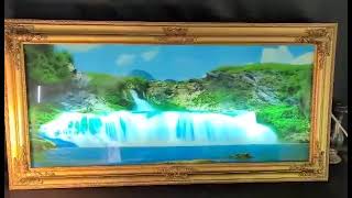 Vintage Lit Waterfall Picture with Bird and Water Sound Effects