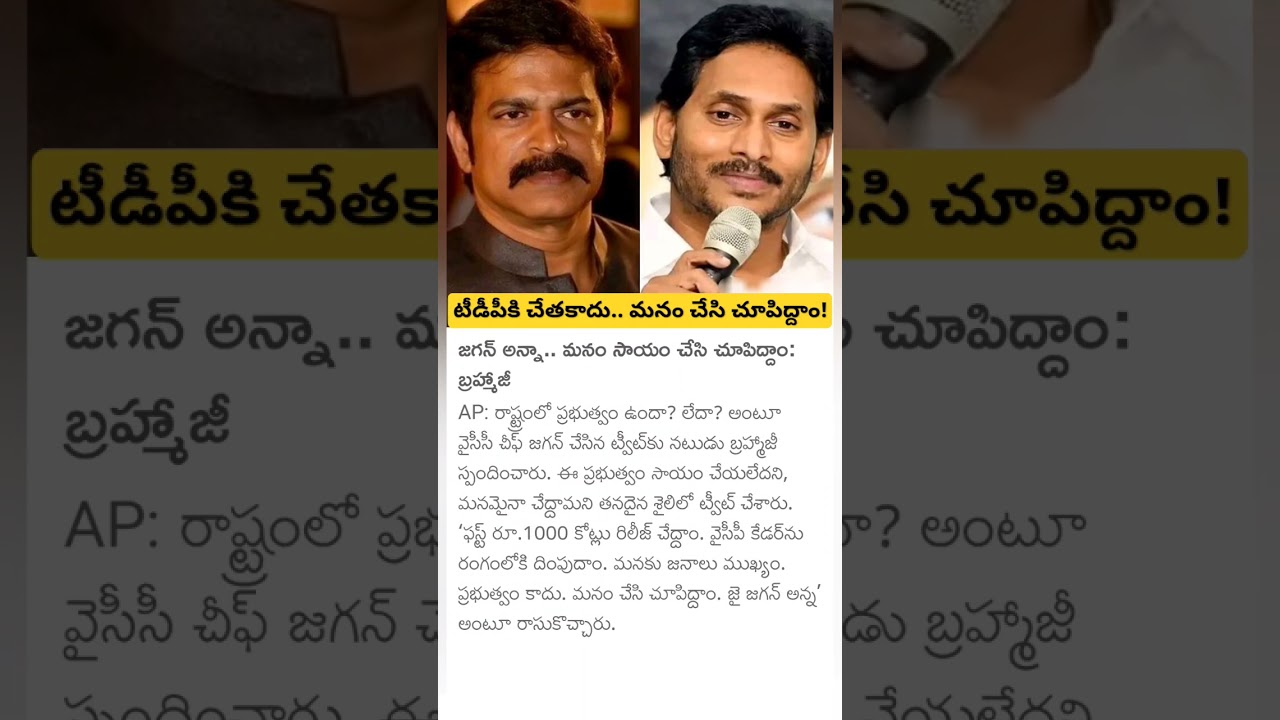 Actor Brahmaji comments on YS Jagan