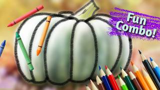 Drawing a Pumpkin with Colored Pencils and Water-Soluble Crayons!