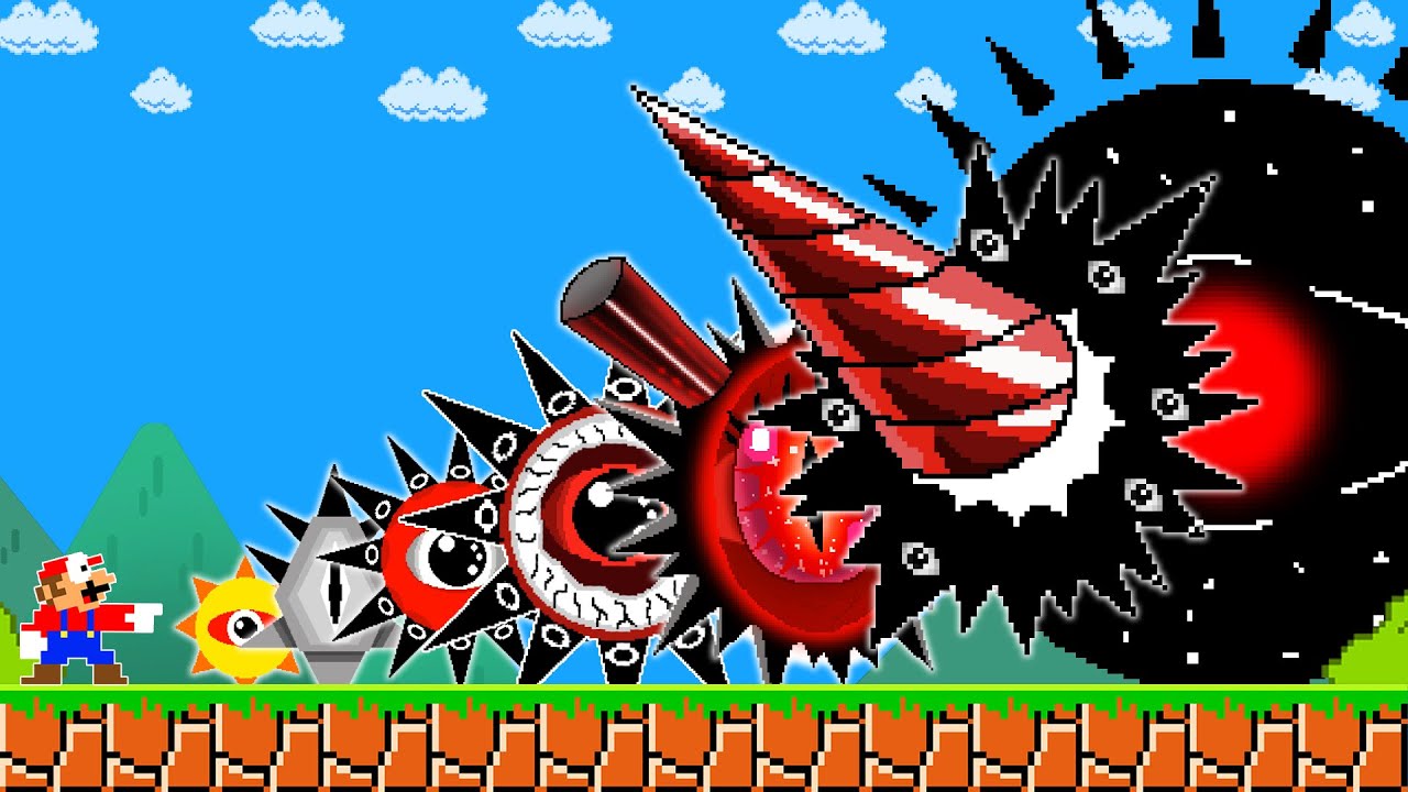 Super Mario Bros. Mario vs Suika - EVOLUTION OF SPRUNKI Mr. SUN PHASE 1 - 15 | PixSaga Mario