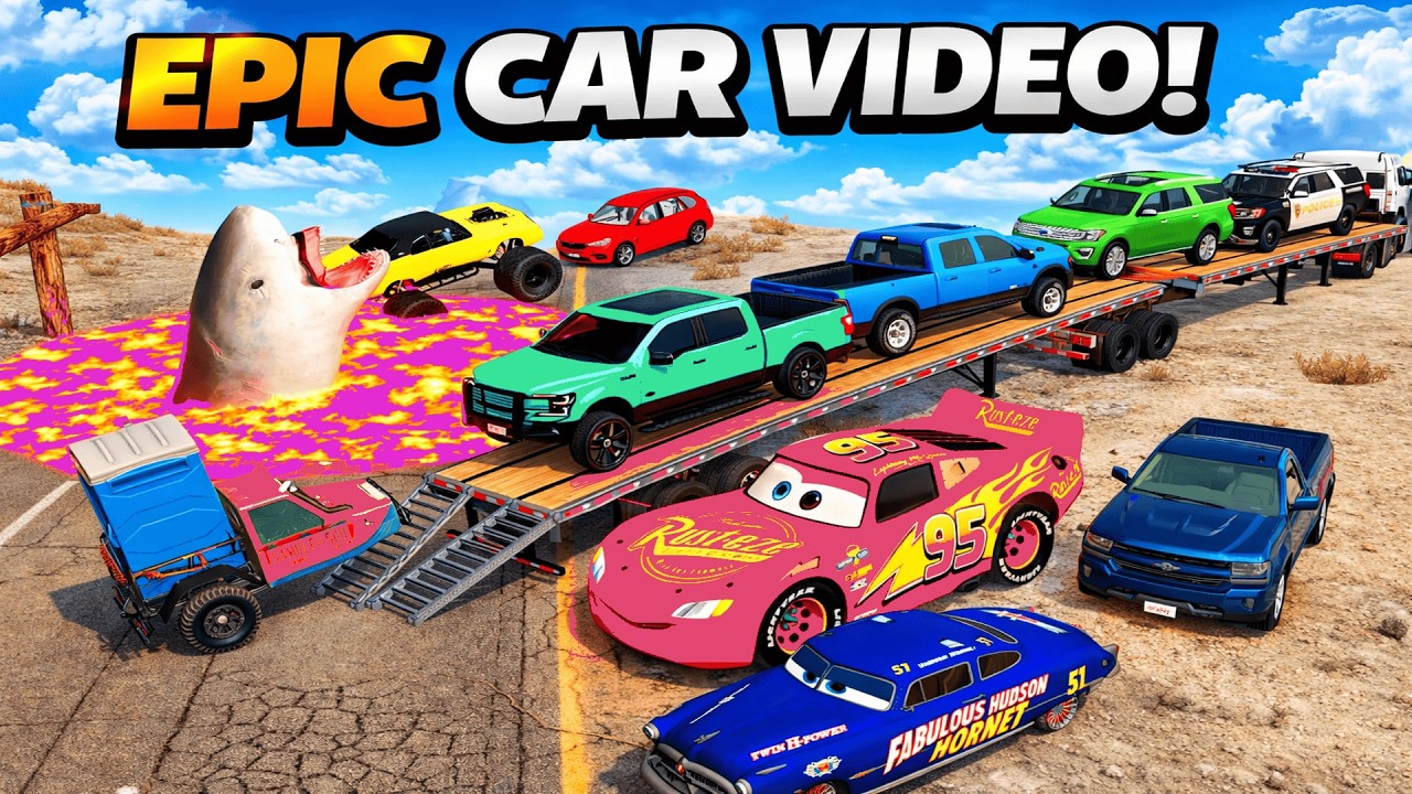 Flatbed Truck vs McQueen?! 😱 Extreme Transport Test #28 | BeamNG.drive