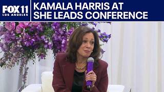 Former Vice President Kamala Harris spoke at the 3rd annual SHE LEADS conference in Los Angeles.