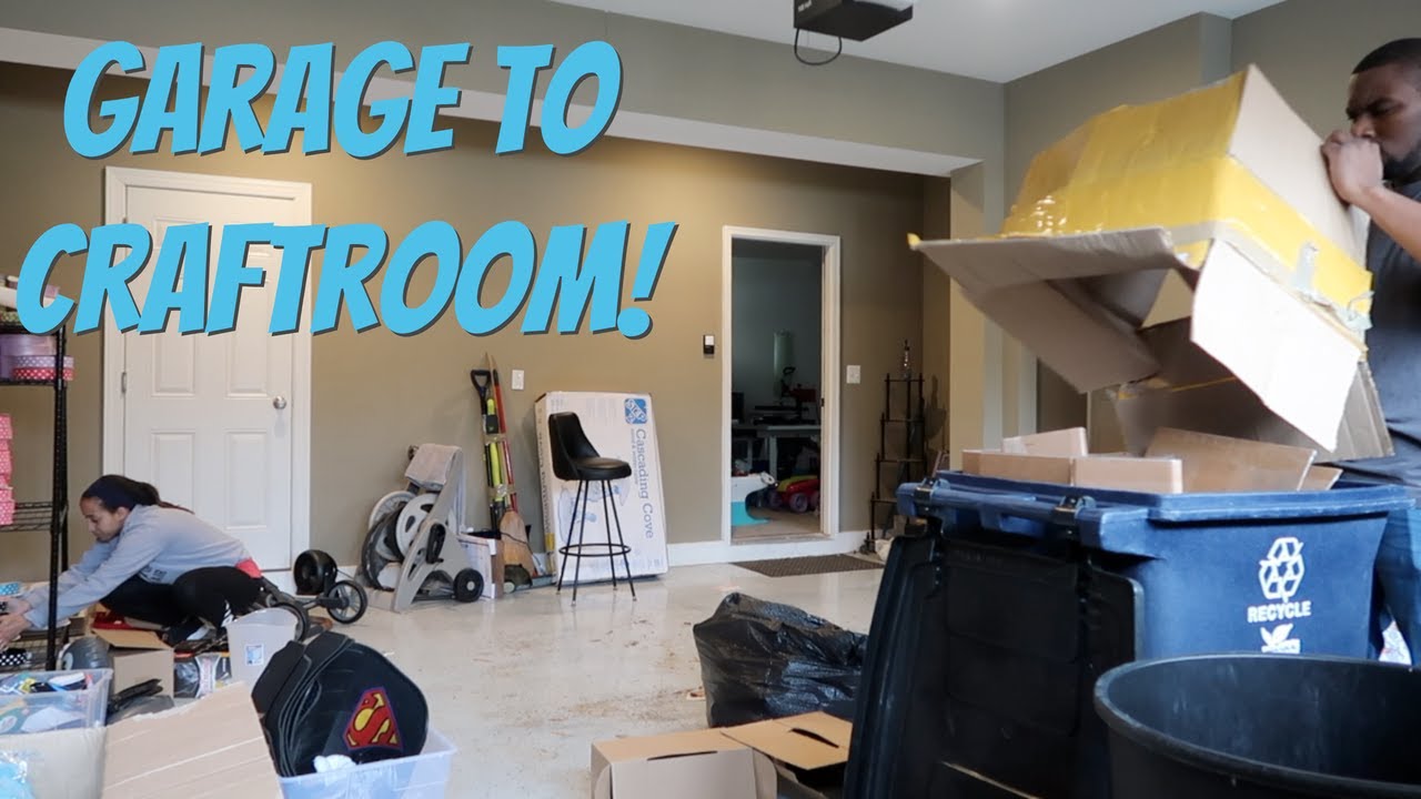 Making Space In Our Garage Garage To Craft Room Transformation Part 1 Big Surprise Coming Soon Youtube