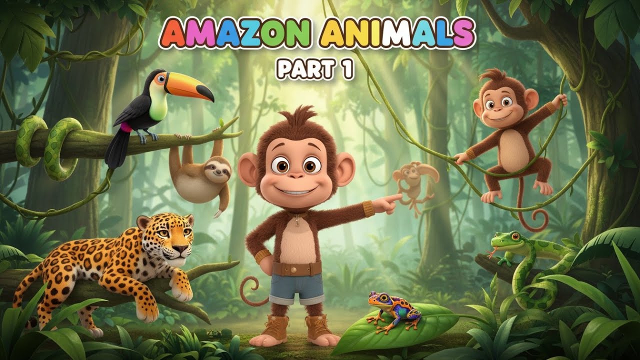 Amazon Rainforest Animals 🐆🌿 | Learn English with Moki! (Part 1)