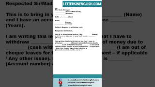 Request Letter for Withdrawal of Money from Bank