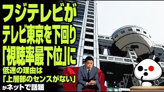 【オワコン】フジテレビがテレビ東京を下回り「視聴率最下位」に！低迷の理由は「上層部のセンスがない」が話題