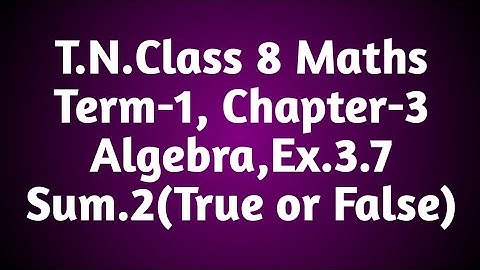 T.N.Class 8 Maths | New syllabus | Chapter-3 | Algebra | Ex.3.7 | sum2 True or False#Marrsmaths
