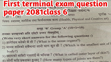 class 6 health and physical education first terminal exam question paper 2081.