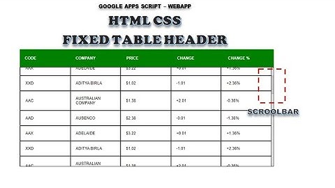 WebApp - Apps Script - HTML CSS Fixed Table Header - Ver 1