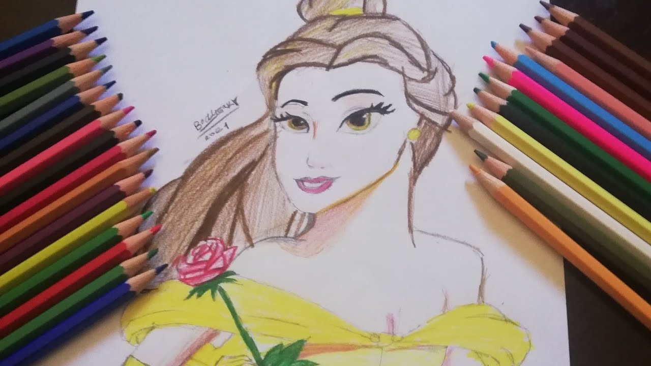 تعلم رسم اميرات ديزني /رسم الاميرة والوحش