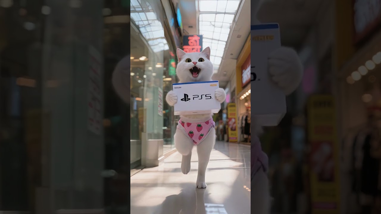 Baby Cat's Desperate Plan for a PS5! 🎮💰🚓 | Funny AI Cat Video 