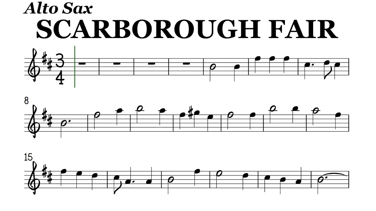 Scarborough Fair Alto Sax Sheet Music Backing Track Play Along