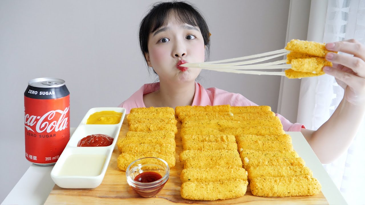 롯데리아 치즈스틱 먹방⭐소원을 이룬 치즈의 날 REALSOUND MUKBANG | Cheese stick :D
