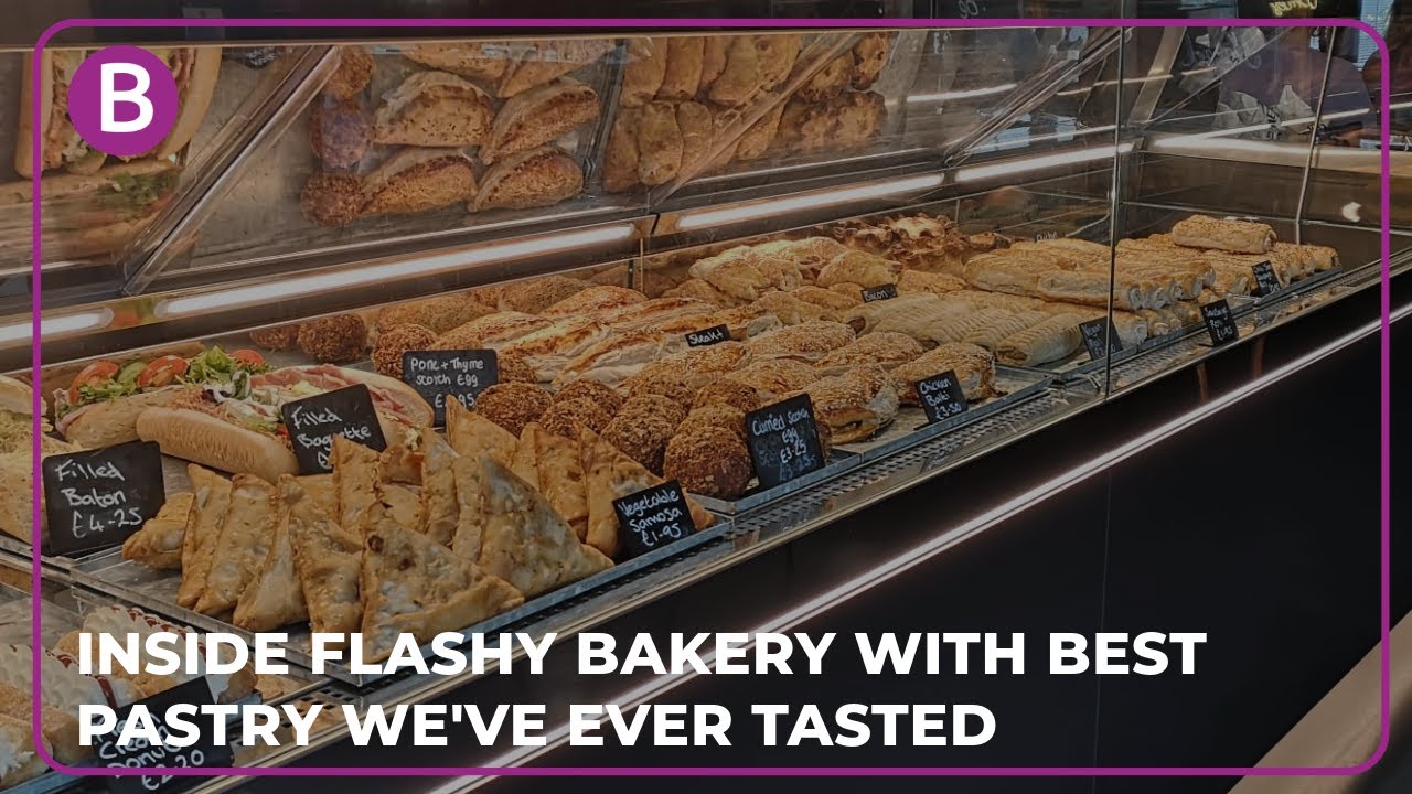 Inside flashy bakery that's always busy and had best pastry we've ever tasted