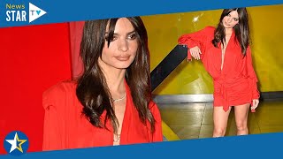 Emily in Paris! Model Ratajkowski shows off her legs in a plunging red dress as she visits France 33