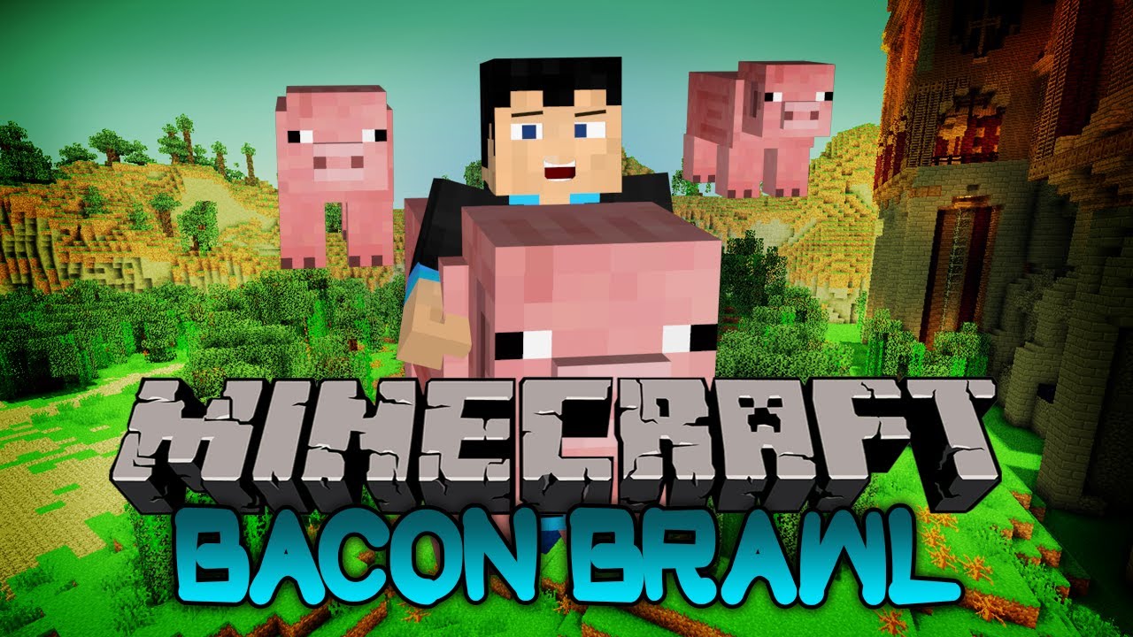 Minecraft: BACON BRAWL Mini-Game! w/ Thinknoodles, Graser, MagneticMC & Grape!