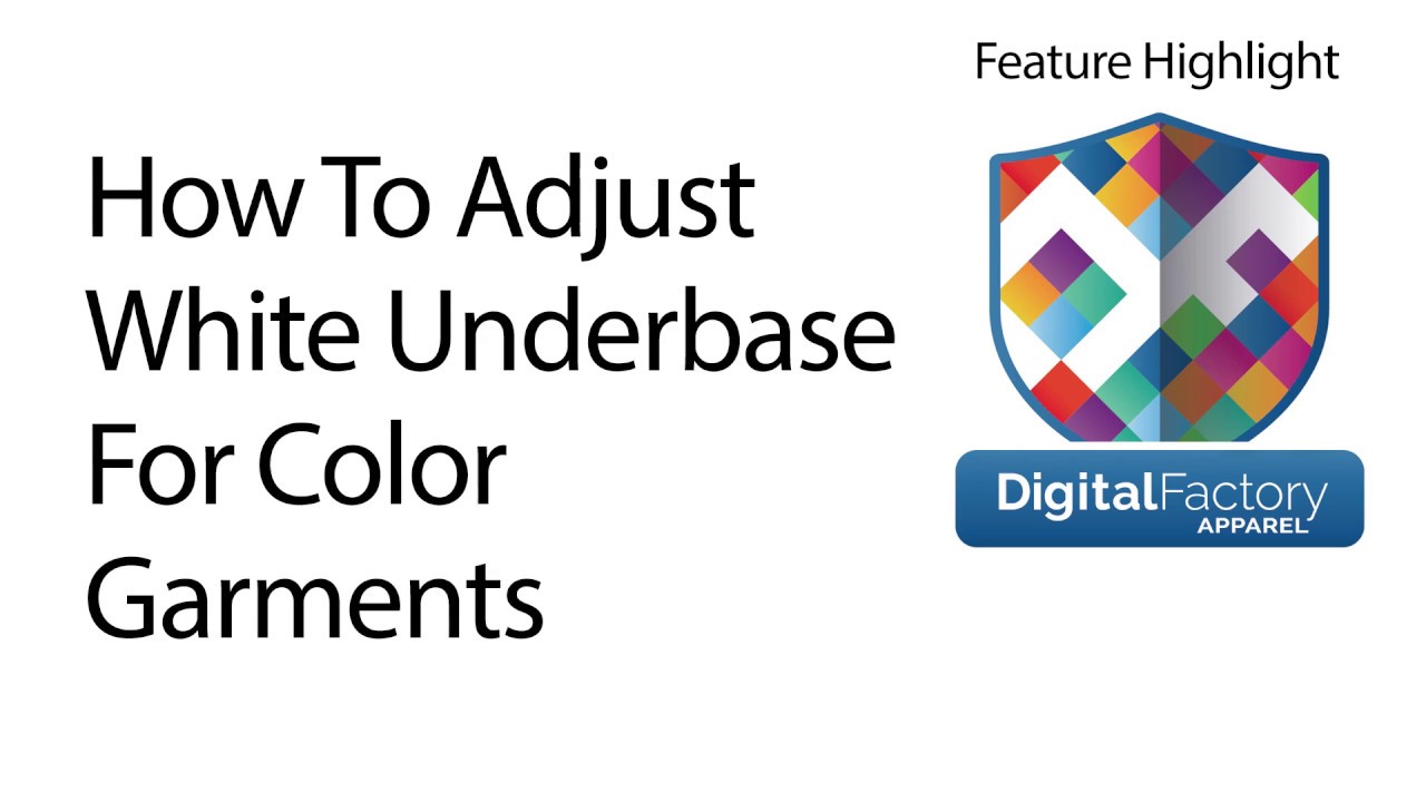 How To Adjust White Underbase For Color Garments