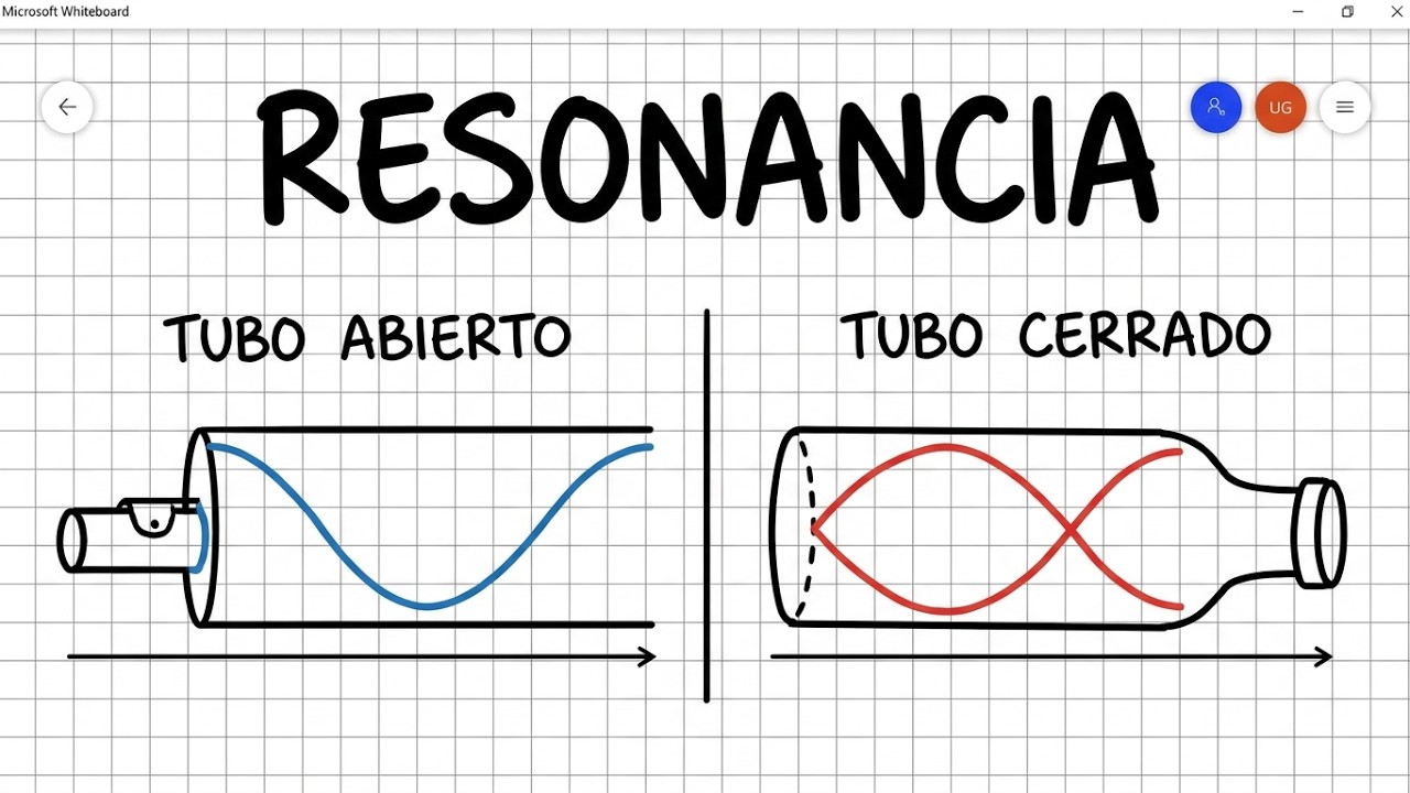 17.5-6 La Resonancia. Ondas estacionarias en columnas de aire, sus armónicos, nodos y sus antinodos.