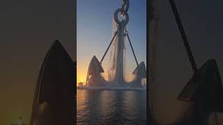 Giant Ship Anchor Drop at Sunrise 🌅 | Satisfying Ocean Power #Shorts #monster #raksasa #reels