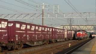 JR貨物 DD51-852+DD51-857 重連貨物列車 (72レ 原色・国鉄色先頭) 清洲駅