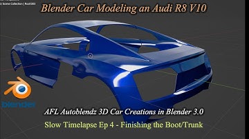 Blender 3.00 Car Modeling an Audi R8 V10 Slow Timelapse Ep 4 Finishing the Rear Trunk