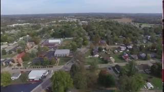 Flying over Historic downtown Farmington