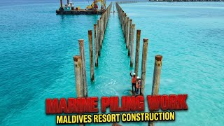 Marine Piling Work at Sea 🌊🏗️ | Maldives Marine Construction #pilingwork #marineconstruction #piling