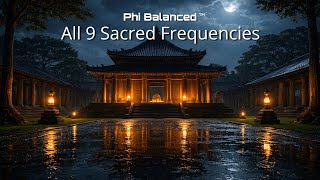 Sacred Geometry Rain Music | All 9 Frequencies for Deep Sleep, Yoga & Meditation