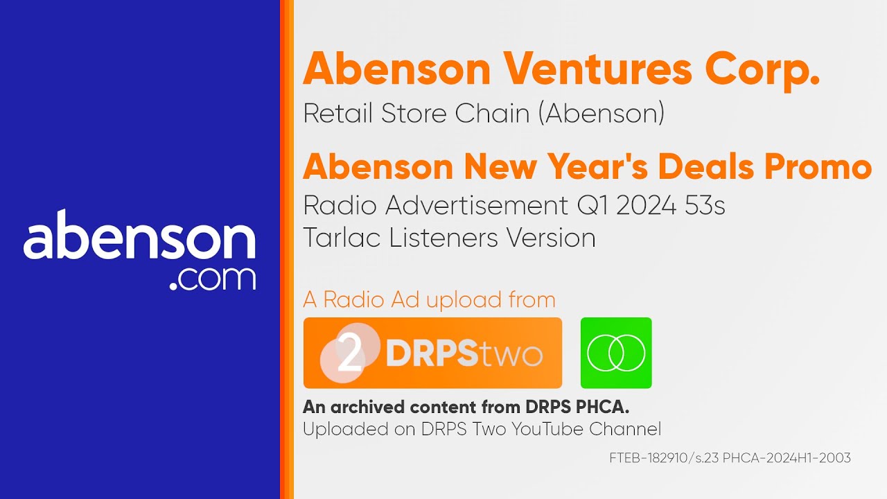 Abenson New Year's Deals Promo Radio Ad Q1 2024 53s (Tarlac Listeners