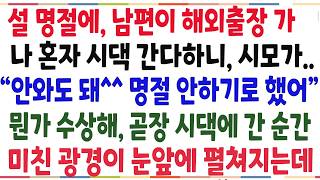 (반전신청사연)설 명절에 남편이 해외 출장가, 나 혼자 시댁간다하니 '안와도 돼^^ 명절 안지내기로 했어'곧장 시댁에 간 순간 말도 안되는 광경이[신청사연][사이다썰][사연라디오]