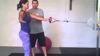 squat single arm cable rows