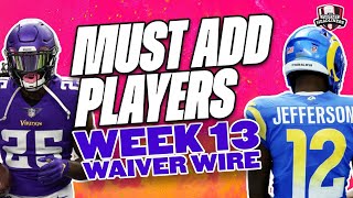 2021 Fantasy Football - Week 13 Must Add Waiver Wire Players To Target - Fantasy Football Advice
