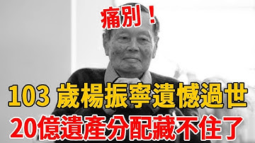痛別！103 歲楊振寧遺憾過世！ 82娶28翁帆21年婚姻，20億遺產分配藏不住了#茶娛飯後#楊振寧#翁帆