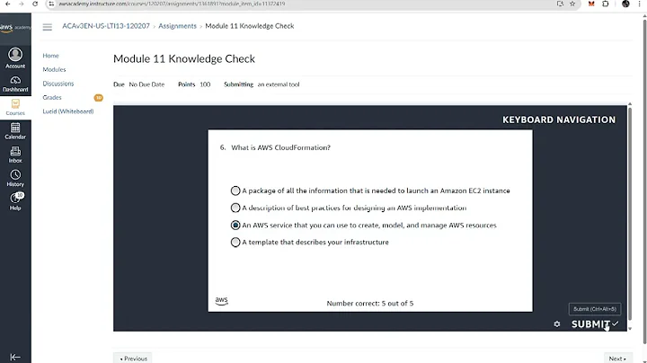 Module 11 Knowledge Check | Automating Your Architecture | AWS Academy Cloud Architecting [109663]